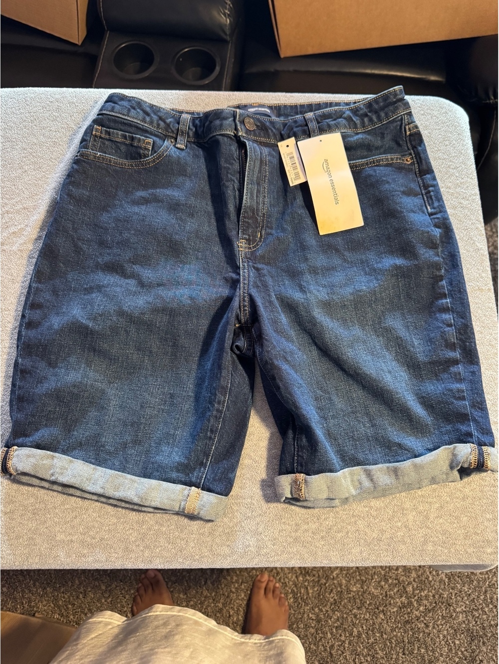 Amazon Essentials Women's Denim Bermuda Shorts Blue Size 14